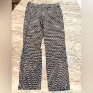 Briggs Petite 6P Black Cream Pull On Career Pants Geometric